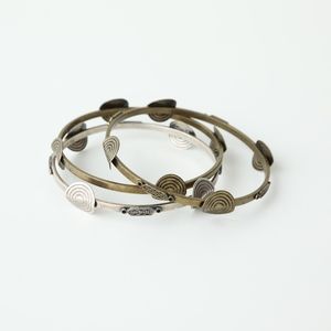 Silver & Bronze Circle Bangle Bracelets (Set of 3)